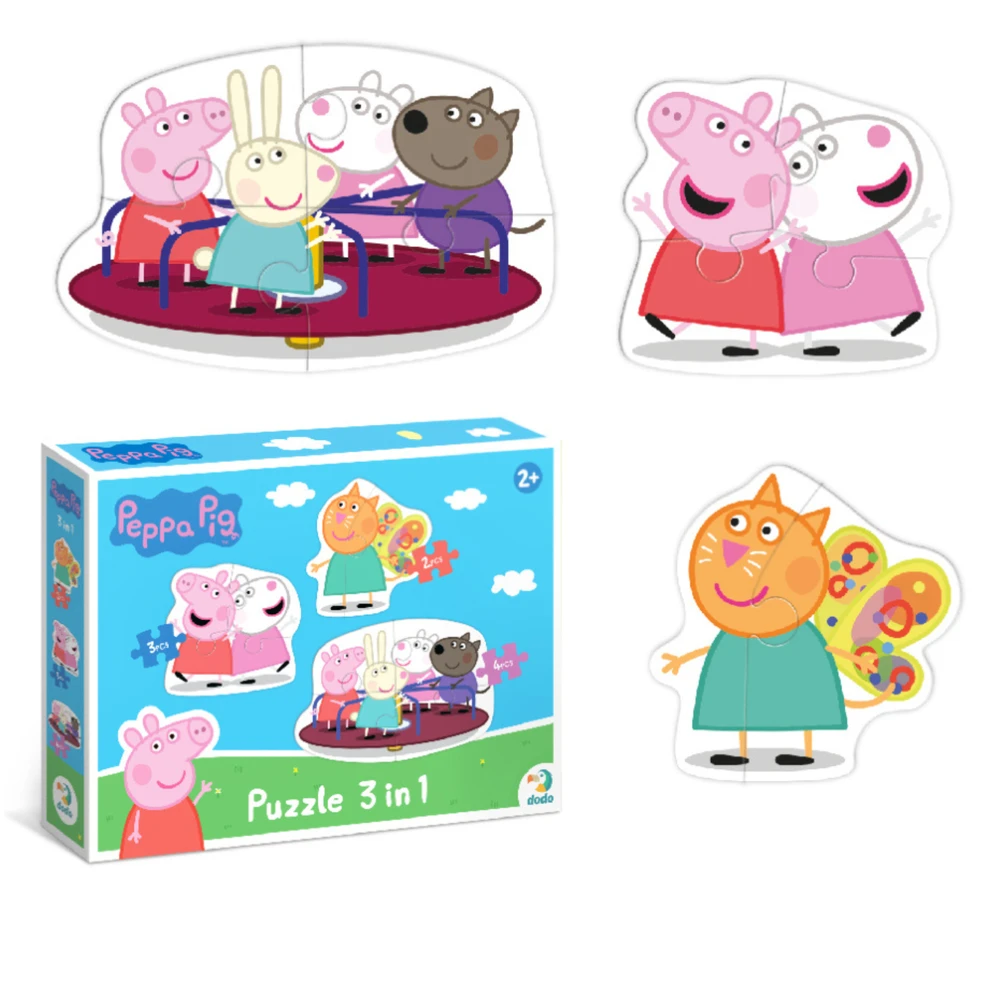 Dodo Dėlionė 3in1 "PEPPA PIG" PEPPA PIG 3 DĖLĖS VIENOJE PAKUOTĖJE