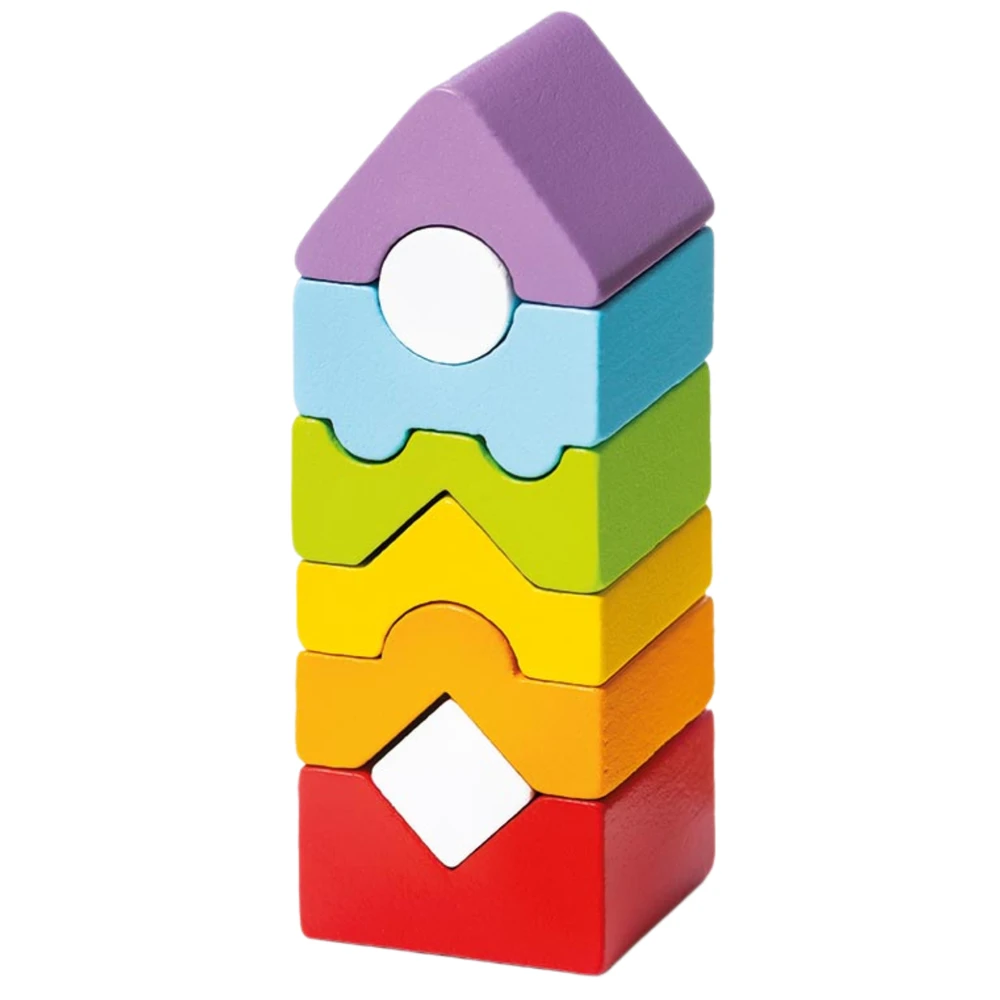 Cubika Edukacinė medinė piramidė EKO bokštas, 8 detalių