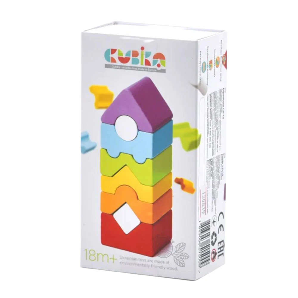 Cubika Edukacinė medinė piramidė EKO bokštas, 8 detalių