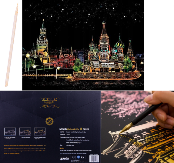 Norimpex Didelė magiška "scratch Art" spalvinimo knygelė su pieštuku