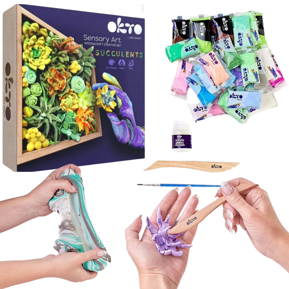 Maksik Okto Kūrybinis rinkinys Wood&Craft DIY Sukulentai – Energy 21x21cm 10009