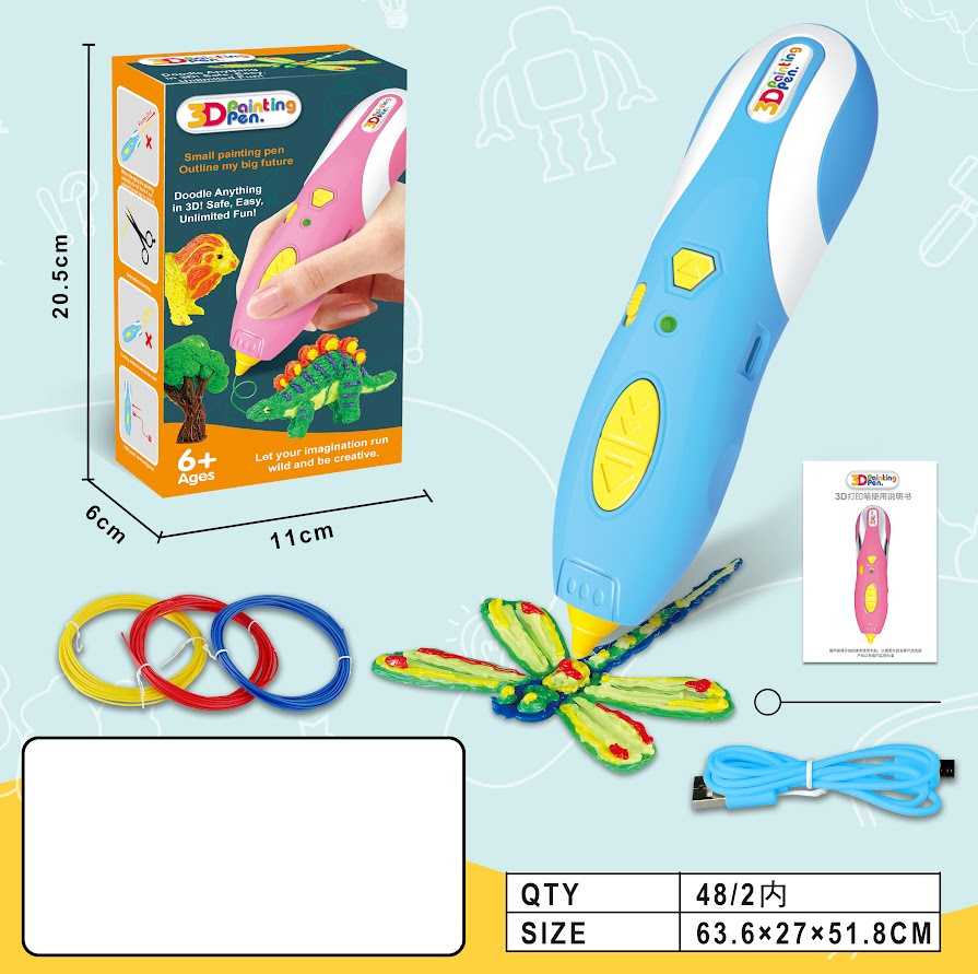 Lean Toys CREATIVE 3D PEN Vaikams 3D Spausdintuvo rašiklio rinkinys ir PLA KASETĖS 3 viename