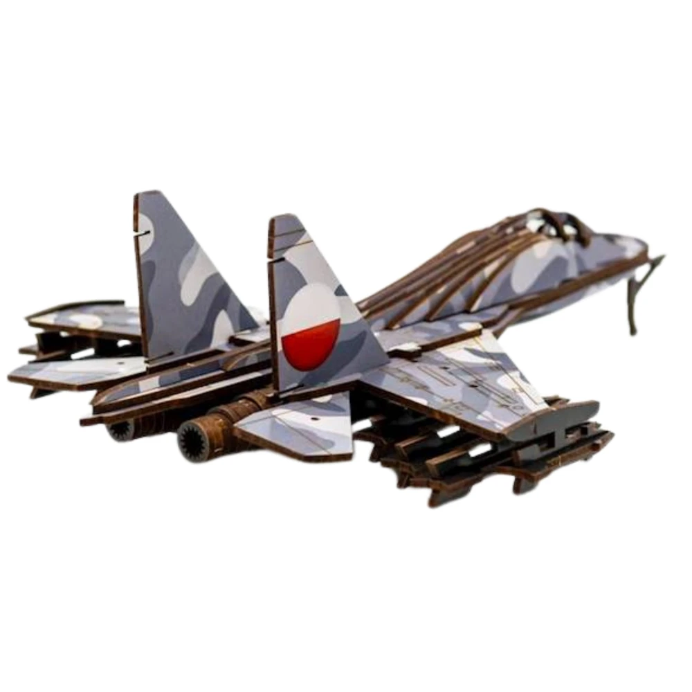 Puzzleok Lėktuvas WOJSKOWY Dėlionė DREWNIANE MODEL 3D UKŁADANKA Rinkinys