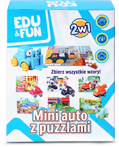 ARTYK MINI AUTKO šiukšliavežis su pavara Dėlionė 20 el TOY 2in1 EDU&FUN automobilis