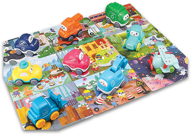 ARTYK MINI AUTKO šiukšliavežis su pavara Dėlionė 20 el TOY 2in1 EDU&FUN automobilis