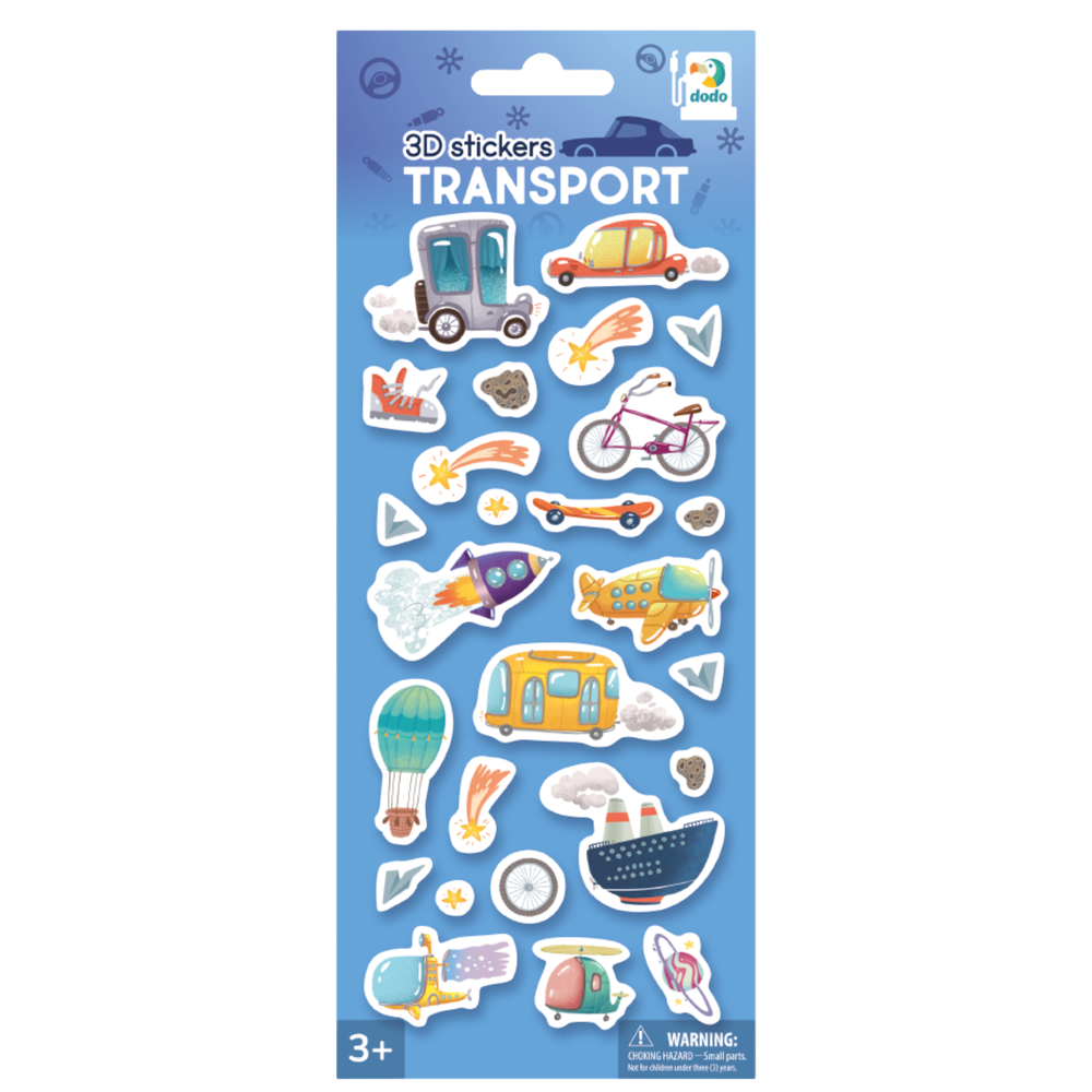 Dodo 3D lipdukai vaikams Transportas(24 vnt.)