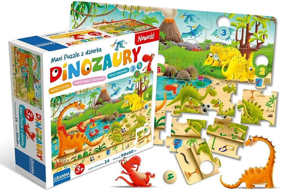 Granna Dėlionė Dinozaurai vaikams, 24 dalys, 3+, spalvota