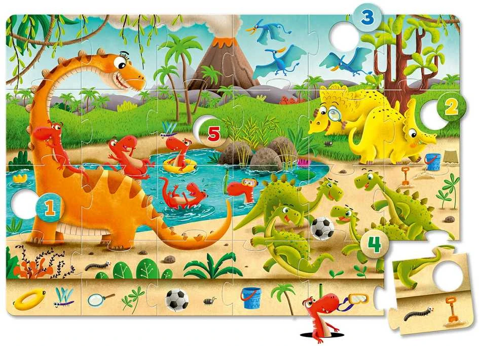 Granna Dėlionė Dinozaurai vaikams, 24 dalys, 3+, spalvota