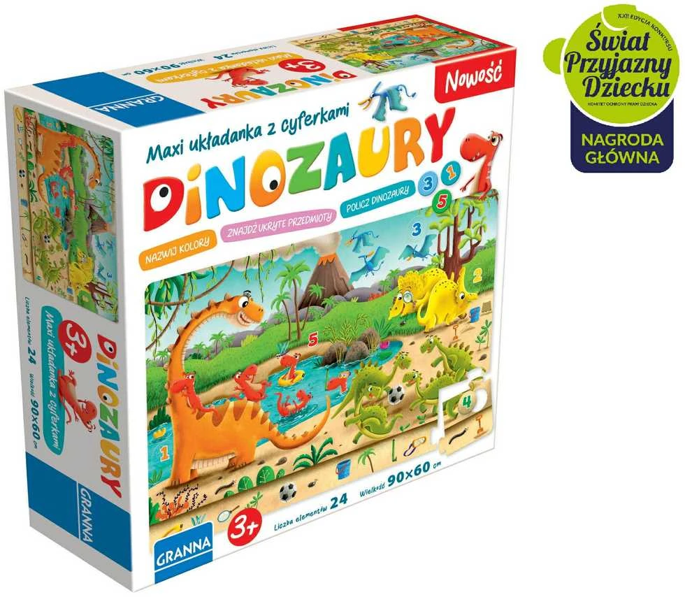 Granna Dėlionė Dinozaurai vaikams, 24 dalys, 3+, spalvota