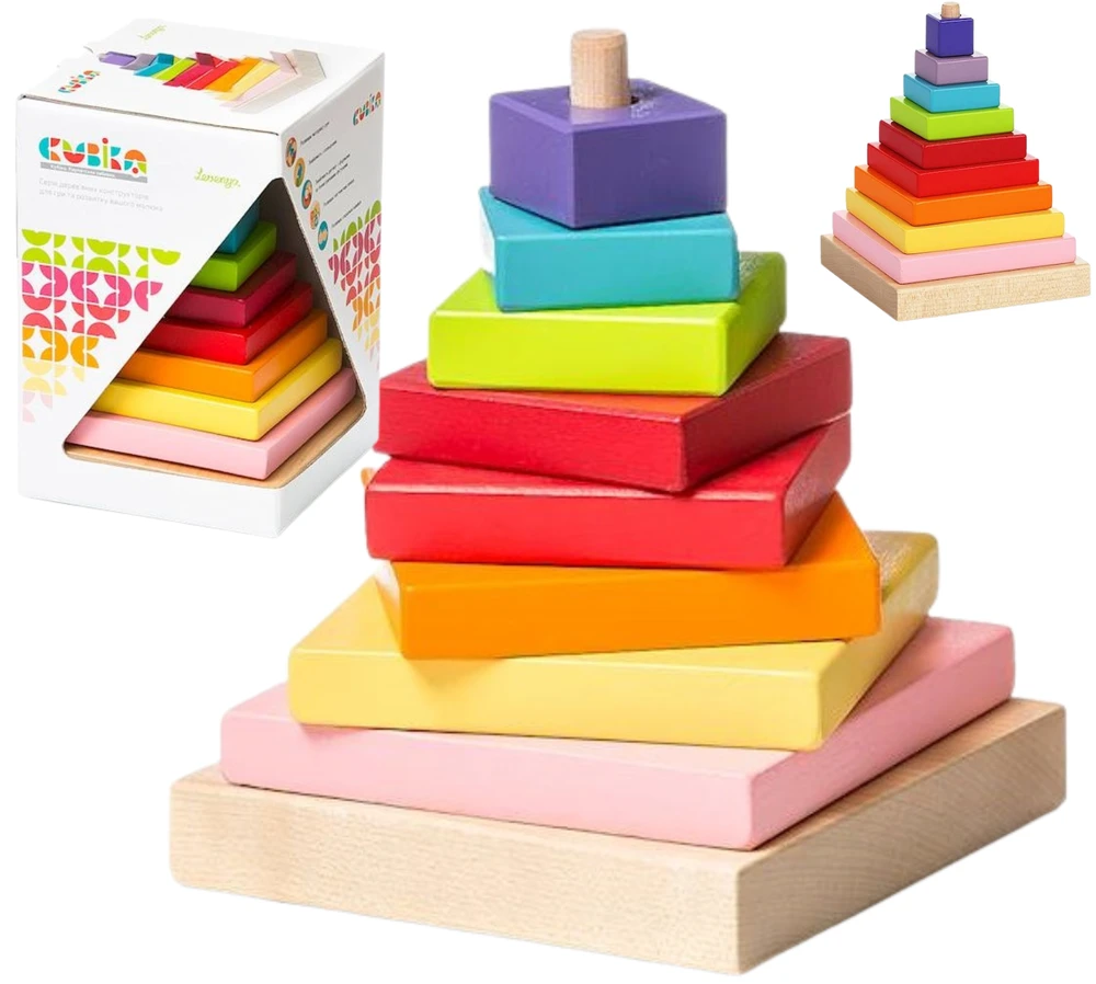 Cubika medinių kaladėlių rinkinys "Piramidė"