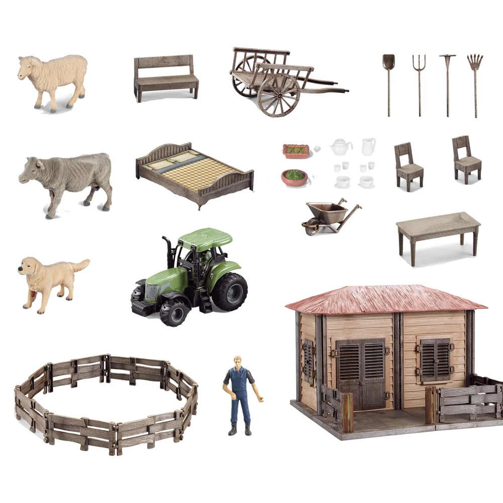 ProNice SET FARM RANCH ŪKIO NAMAS ŪKININKAS GYVŪNAI ŪKIO TRAKTORIUS