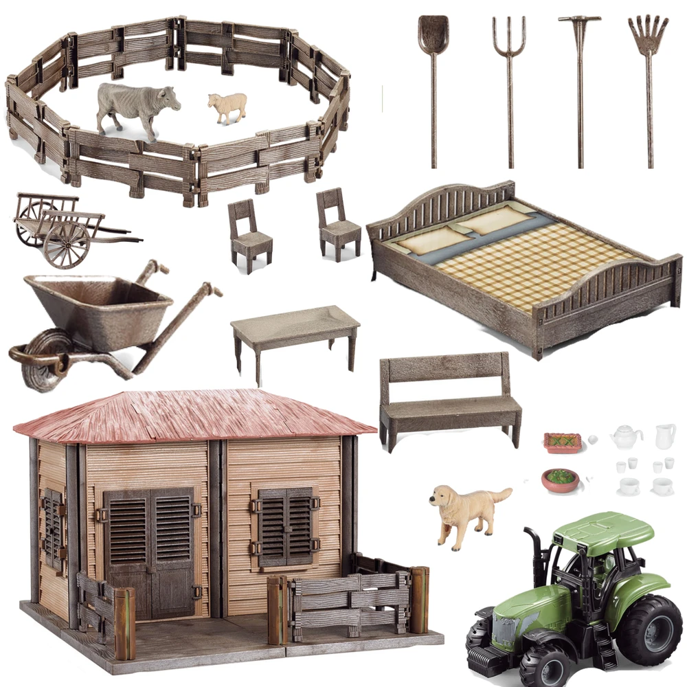 ProNice SET FARM RANCH ŪKIO NAMAS ŪKININKAS GYVŪNAI ŪKIO TRAKTORIUS