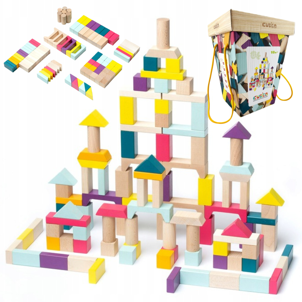 Cubika medinių kaladėlių rinkinys, 100vnt