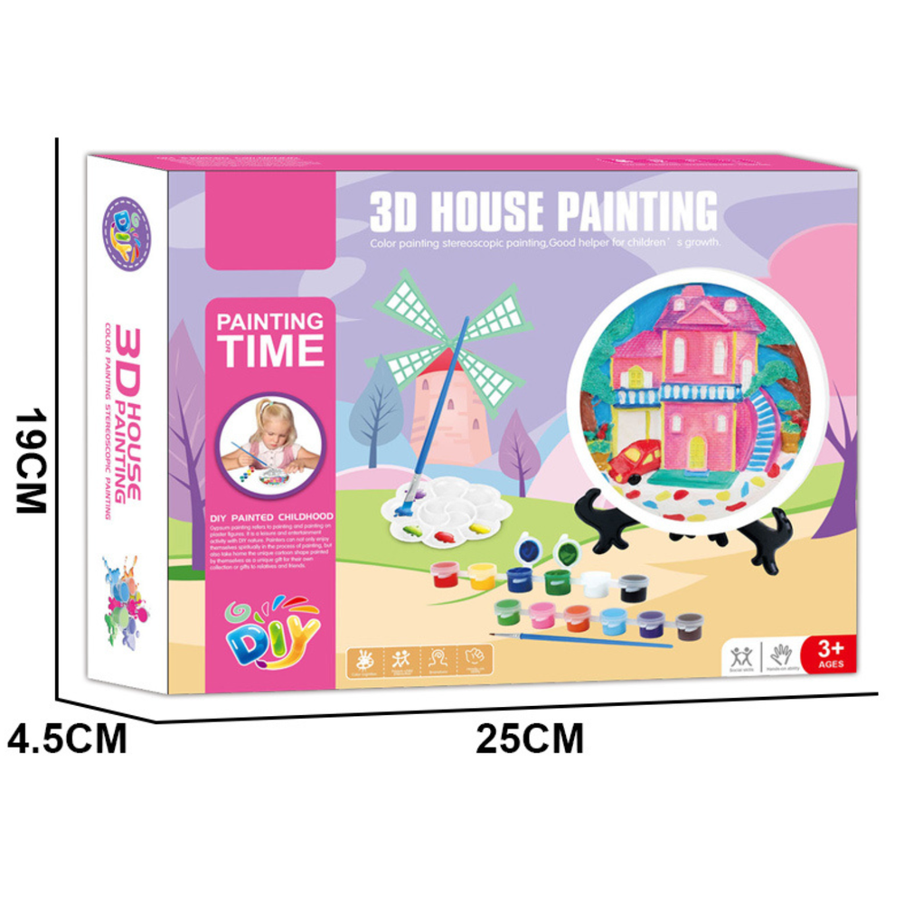 Pronice KŪRYBINIS MENINIS RINKINYS PAINT HOUSE DAŽAI GIPSAS MAŽAS 3D DAILINKAS