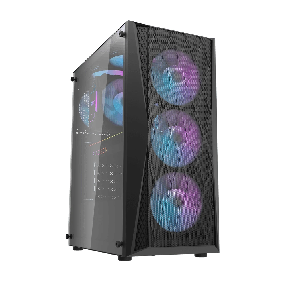 Kompiuterio dėklas Darkflash DK352 Plus su 4 ventiliatoriais (juodai baltas)