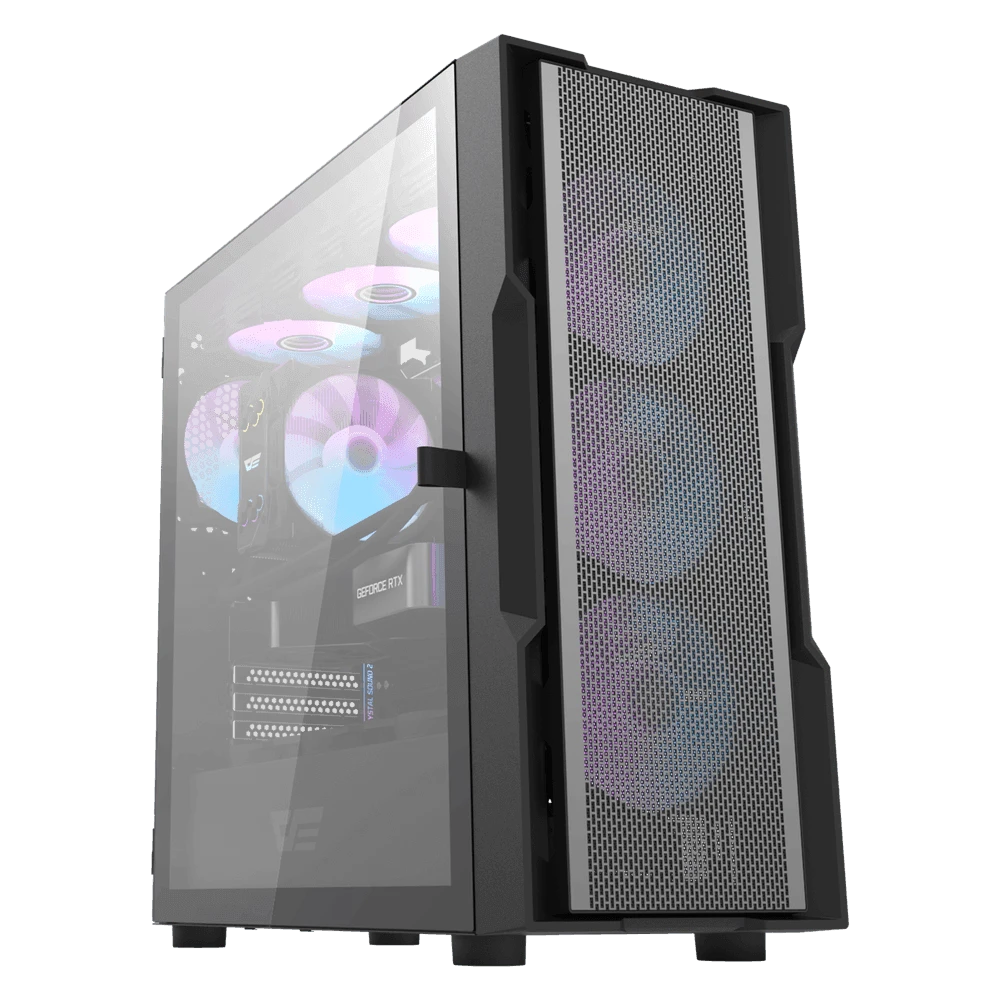 Darkflash DK431 Mesh kompiuterio korpusas + 4 ARGB ventiliatoriai - juodas