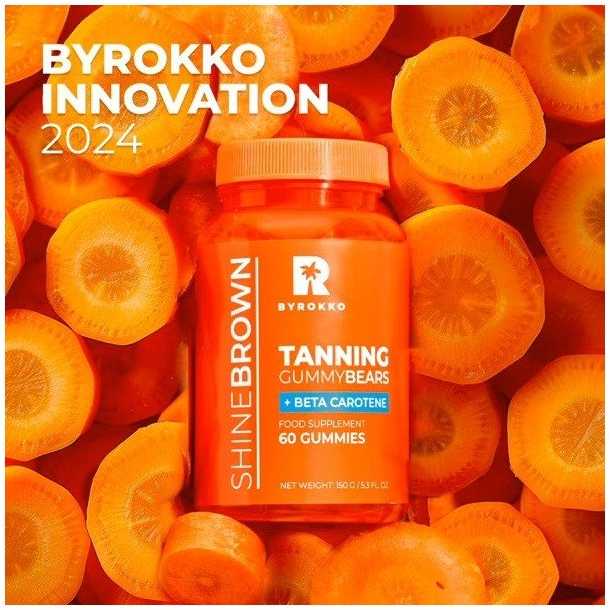 Įdegio Guminukai| Byrokko - Beta Carotene Tanning Gummies, 60vnt
