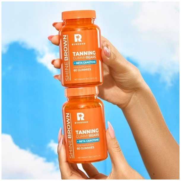 Įdegio Guminukai| Byrokko - Beta Carotene Tanning Gummies, 60vnt