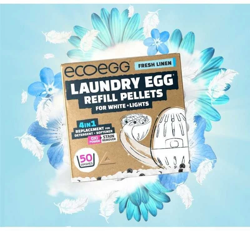 Ecoegg Fresh Linen skalbimo kiaušinio papildymas baltiems ir šviesiems skalbiniams, 50 skalbimų
