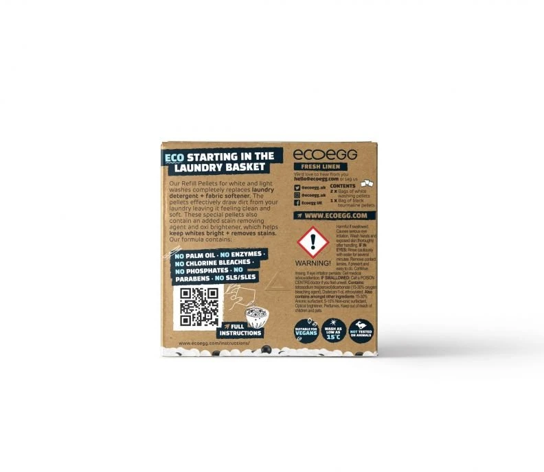 Ecoegg Fresh Linen skalbimo kiaušinio papildymas baltiems ir šviesiems skalbiniams, 50 skalbimų