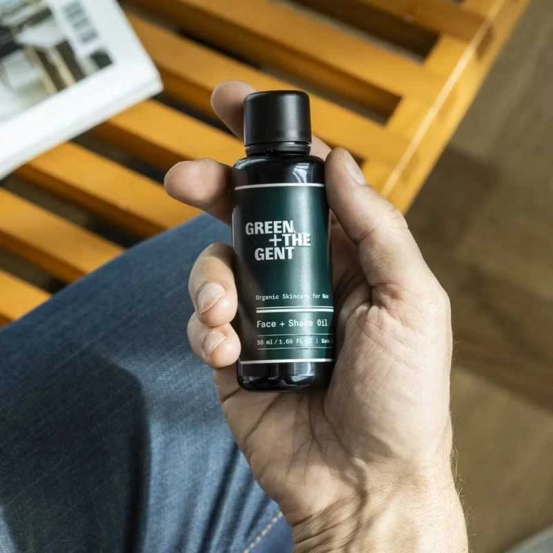 Green The Gent Žalias The Gent Žalias + The Gent Face + Shave Oil veido, skutimosi ir barzdos aliejus 50 ml
