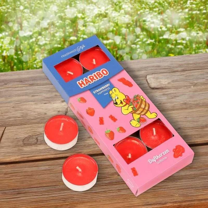Haribo Duftkerzen Haribo Strawberry Happiness arbatinės žvakės 10 vnt