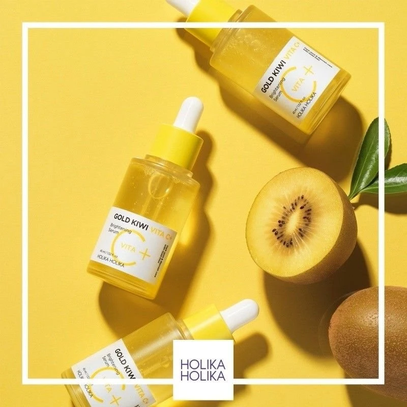 Holika Holika Gold Kiwi Vita C+ Brightening Serum šviesinantis veido serumas su vitaminu C 45 ml
