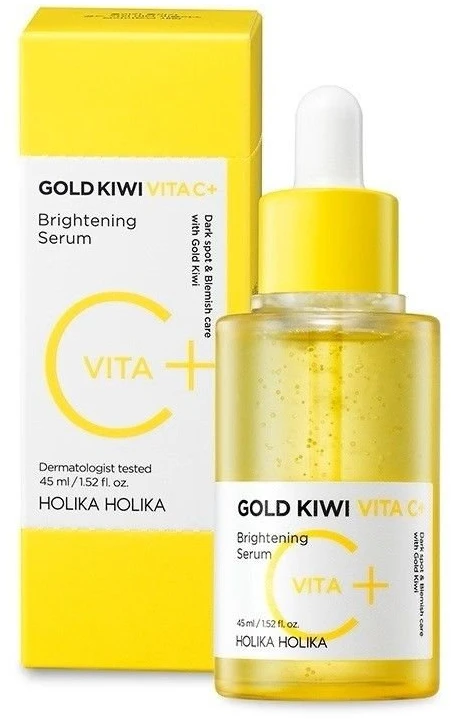 Holika Holika Gold Kiwi Vita C+ Brightening Serum šviesinantis veido serumas su vitaminu C 45 ml
