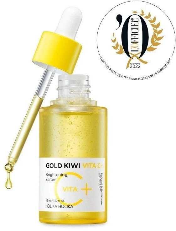 Holika Holika Gold Kiwi Vita C+ Brightening Serum šviesinantis veido serumas su vitaminu C 45 ml