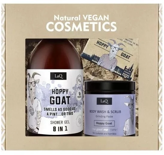 LAQ Hoppy Goat dovanų rinkinys – dušo želė, kūno šveitiklis ir muilas