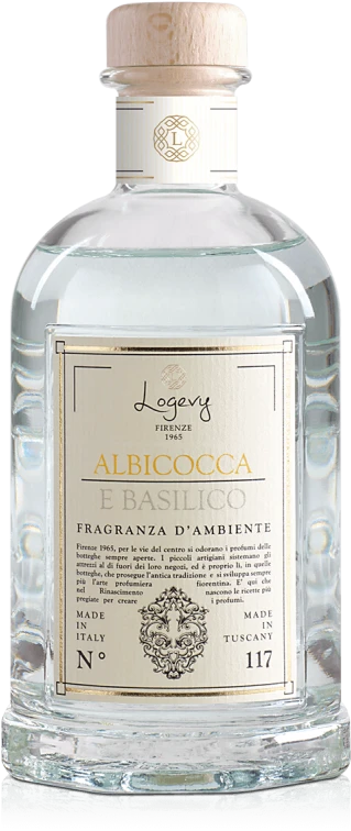 Logevy Firenze 1965 Namų kvapas su lazdelėmis "Albicocca e Basilico" (eukalipto, baziliko ir vandenyno kvapo), 250 ml