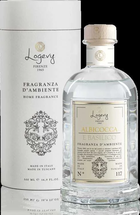 Logevy Firenze 1965 Namų kvapas su lazdelėmis "Albicocca e Basilico" (eukalipto, baziliko ir vandenyno kvapo), 250 ml
