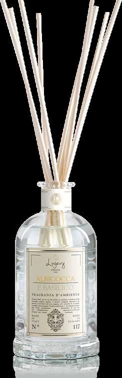 Logevy Firenze 1965 Namų kvapas su lazdelėmis "Albicocca e Basilico" (eukalipto, baziliko ir vandenyno kvapo), 250 ml