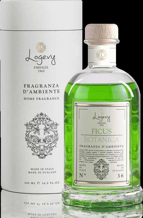 Logevy Firenze 1965 Namų kvapas su lazdelėmis "Ficus Botanica" (žalumos, medienos ir vanilės kvapo), 100 ml