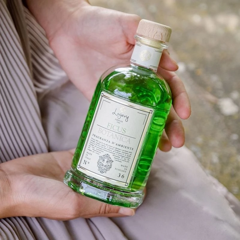 Logevy Firenze 1965 Namų kvapas su lazdelėmis "Ficus Botanica" (žalumos, medienos ir vanilės kvapo), 100 ml