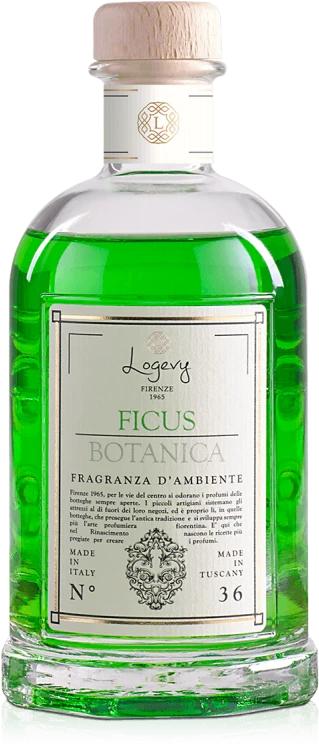 Logevy Firenze 1965 Namų kvapas su lazdelėmis "Ficus Botanica" (žalumos, medienos ir vanilės kvapo), 100 ml