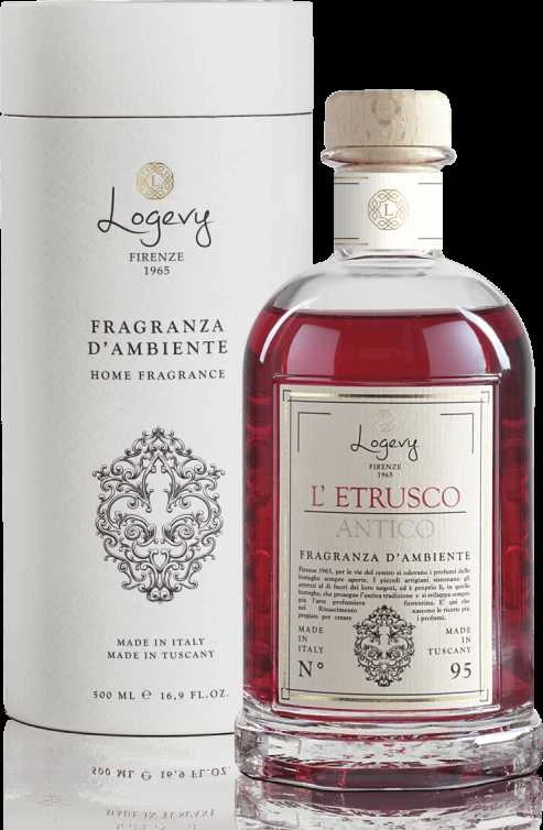 Logevy Firenze 1965 Namų kvapas su lazdelėmis "L'Etrusco Antico" (bergamotės, muskato riešutų ir medienos kvapo), 250 ml