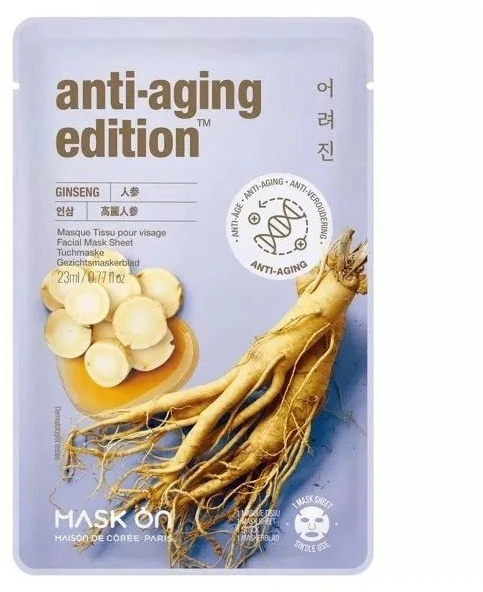 Mask On Paris Anti-Aging Edition Ginseng lakštinė veido kaukė