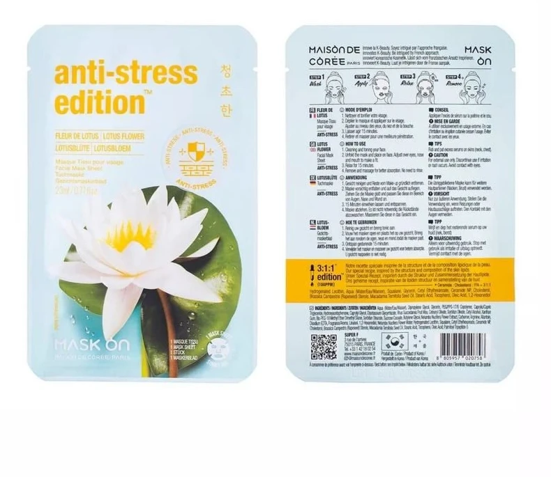 Mask On Paris Anti-Stress Edition Lotus Flower lakštinė veido kaukė
