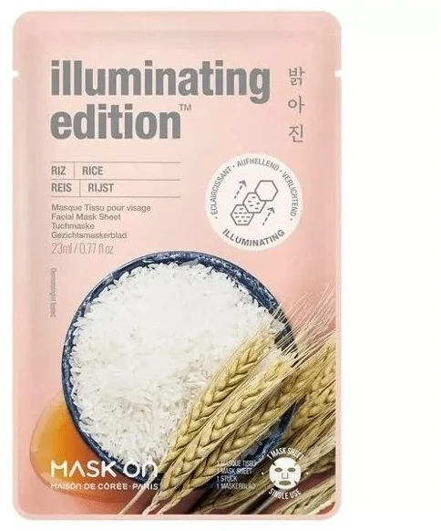 Mask On Paris Illuminating Edition Rice lakštinė veido kaukė