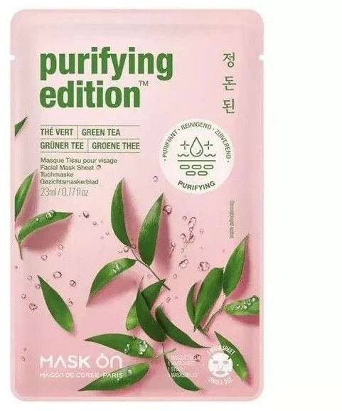 Mask On Paris Purifying Edition Žalias Tea lakštinė veido kaukė