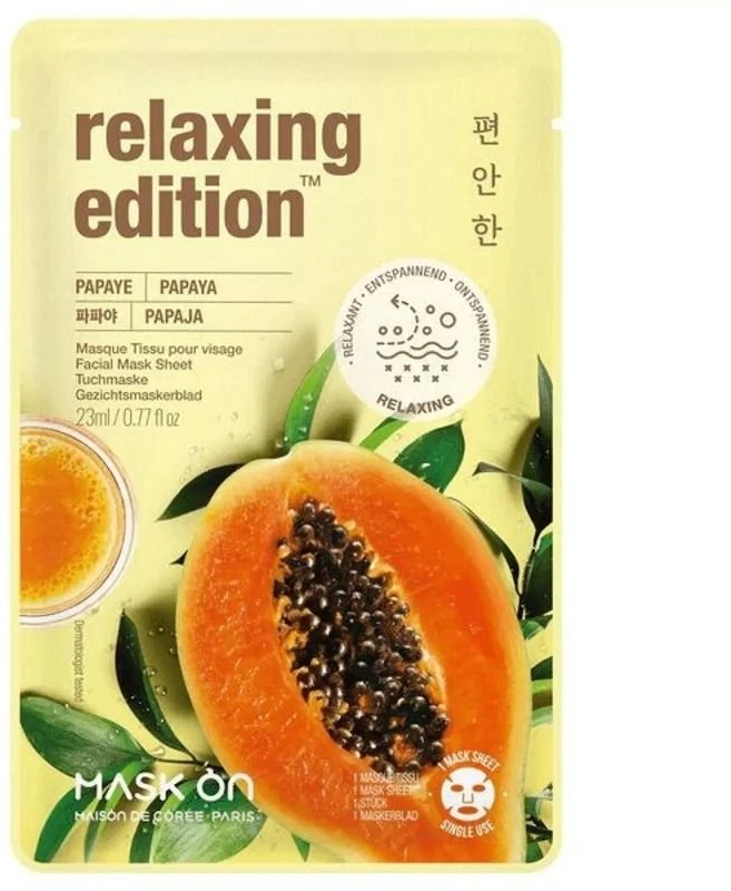 Mask On Paris Relaxing Edition Papaya lakštinė veido kaukė