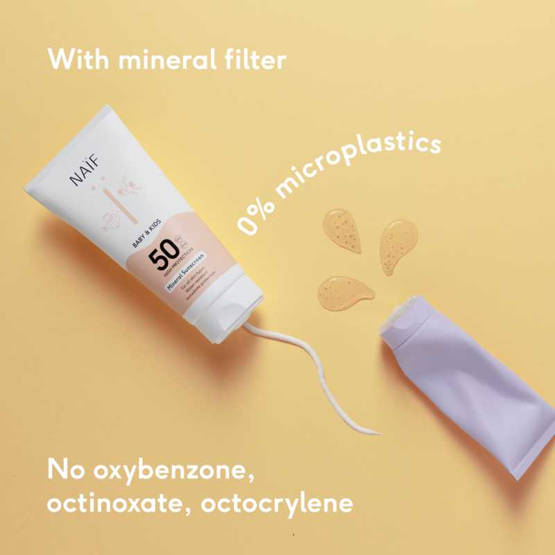 Naif Natural Skincare Mineralinis apsaugos nuo saulės purškalas kūdikiams ir vaikams su spf 50, 0% kvepalų| Naïf, 100ml