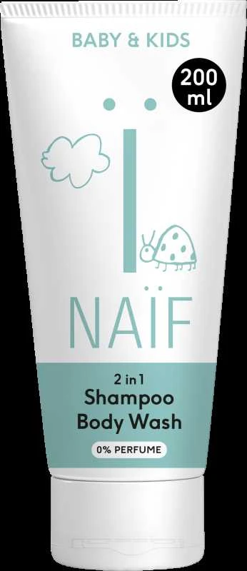 Naif Natural Skincare NAÏF Washing gel and Šampūnas 2 in 1 for children and babies (2 in 1 Šampūnas and Kūno prausiklis), 200 ml