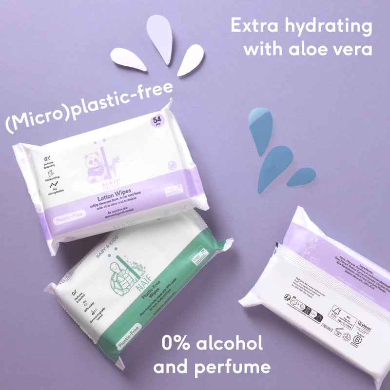 Naif Natural Skincare Naïf losjoninės servetėlės kūdikiams ir vaikams 54 vnt.