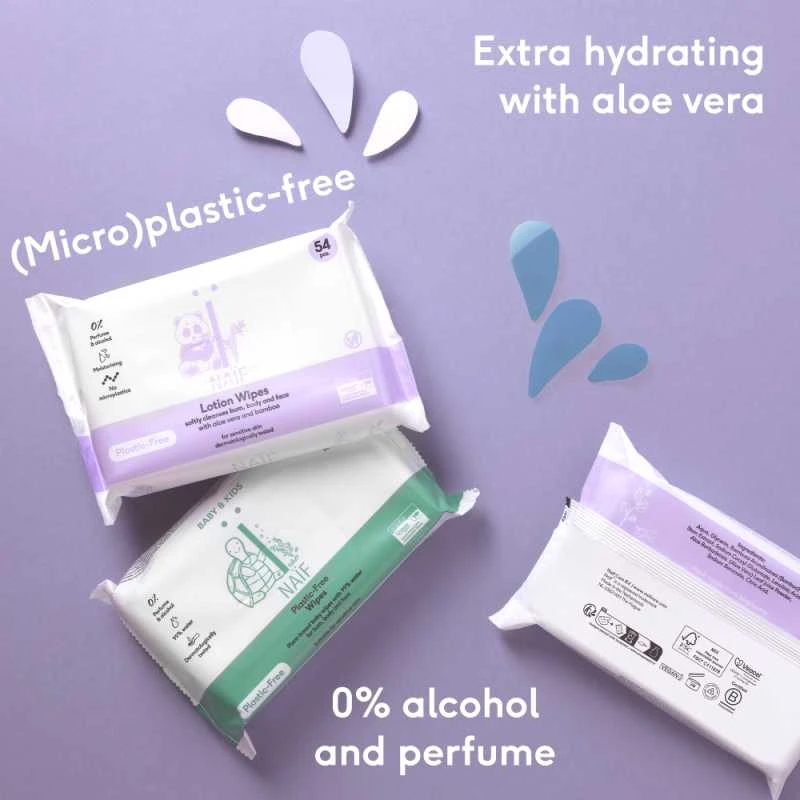 Naif Natural Skincare Naïf Vanduo Wipes servetėlės 54 vnt