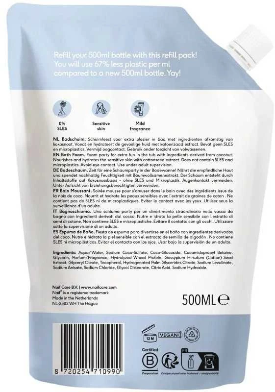 Naif Natural Skincare Naïf vonios putų papildymas 500 ml