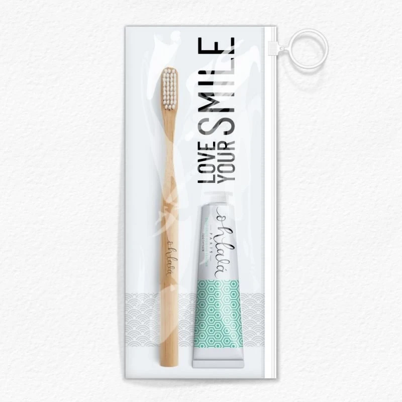 Dantų šepetėlis Ohlala Paris Ohlalá Fresh Mint kelioninis burnos priežiūros rinkinys 15 ml