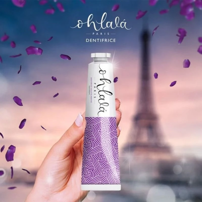 Dantų šepetėlis Ohlala Paris Ohlalá Violet Mint kelioninis burnos priežiūros rinkinys 15 ml