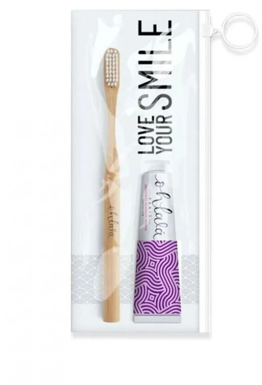 Dantų šepetėlis Ohlala Paris Ohlalá Violet Mint kelioninis burnos priežiūros rinkinys 15 ml